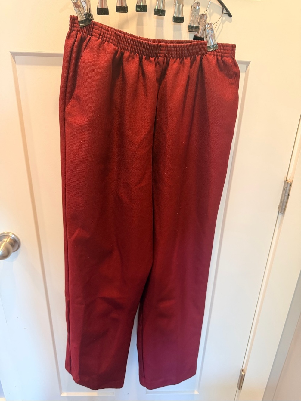Alfred Dunner Womens Size 12 Burgundy Pull On Pants Elastic Waist Straight Leg